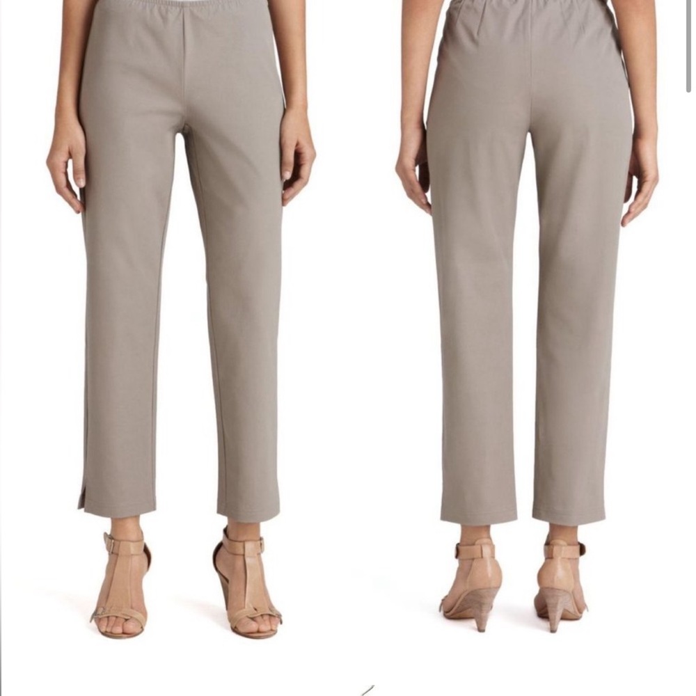 Eileen Fisher Organic Cotton Slim Ankle Pant DFRWD Taupe XL NWT